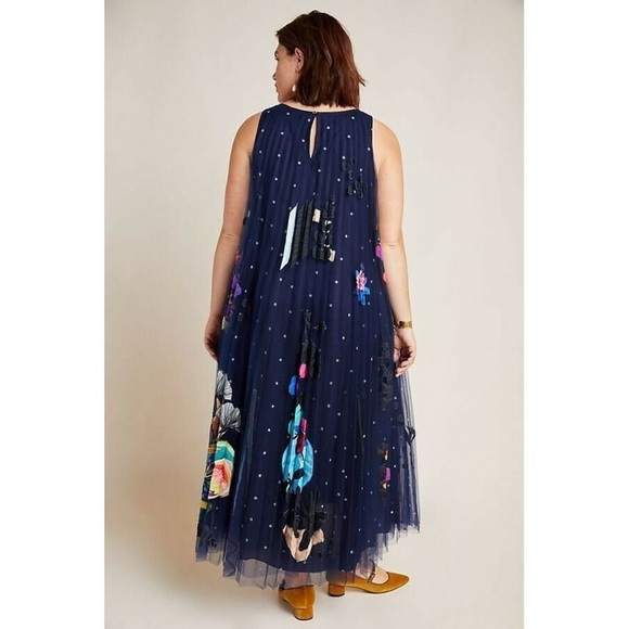New Anthropologie Rochelle Tulle Maxi Dress 12-P - Picture 6 of 12